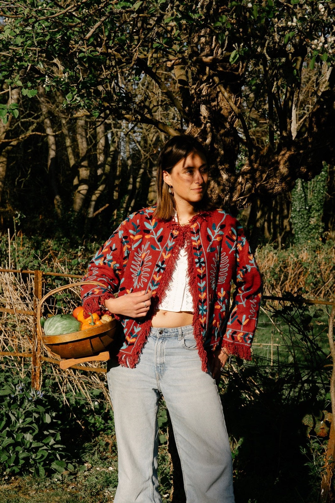 Frayed Edge Bohemian Jacket Merlot and Lilac