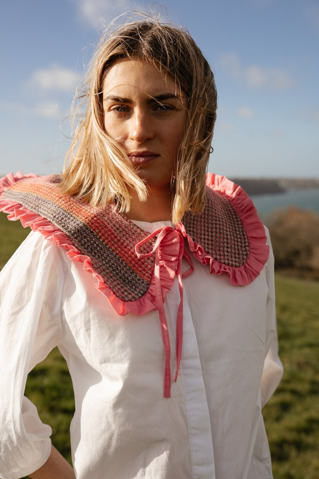 Reversible Kantha Sailor Collar Pink