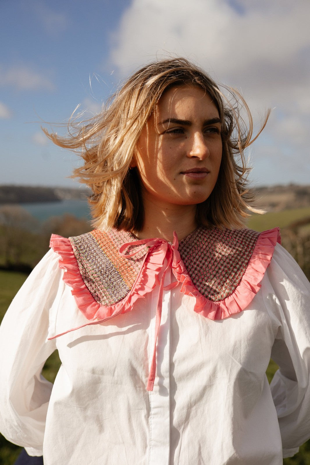 Reversible Kantha Sailor Collar Pink