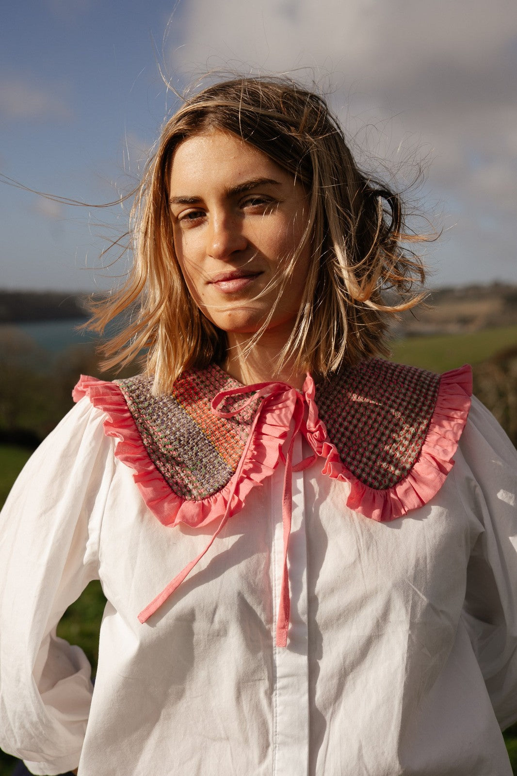 Reversible Kantha Sailor Collar Pink