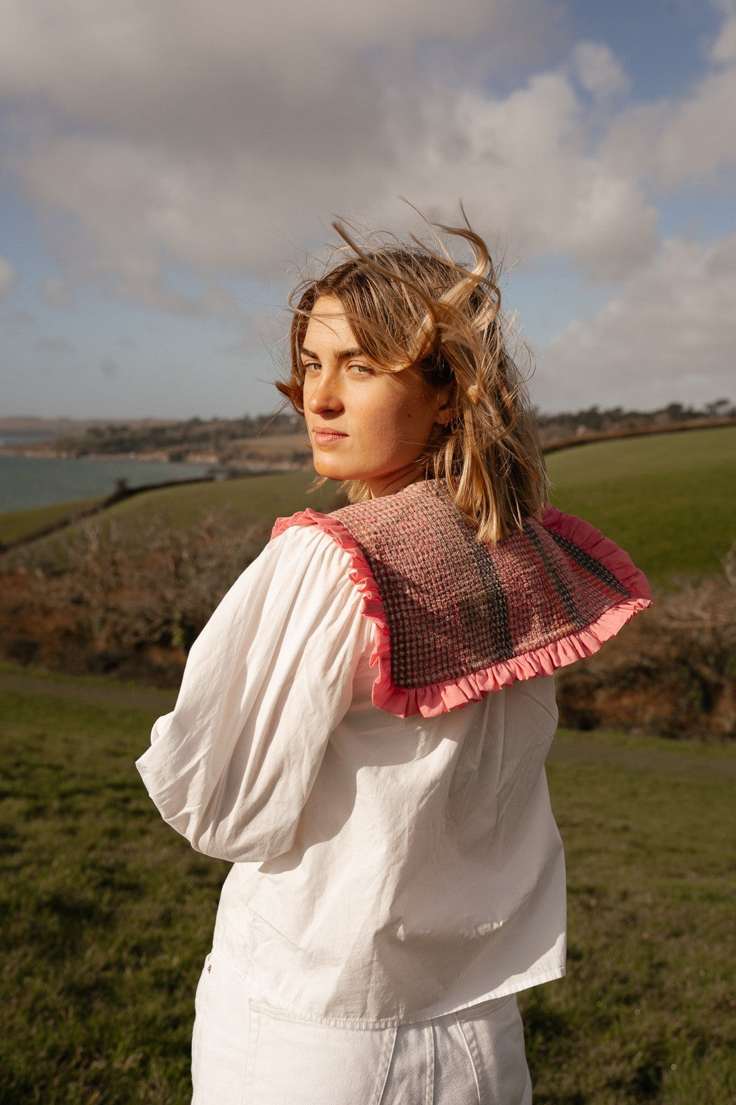 Reversible Kantha Sailor Collar Pink