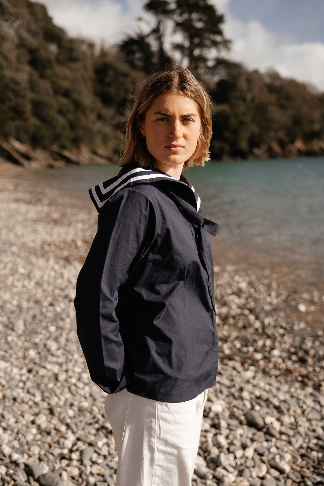 Navy Sailor Collar Blouse