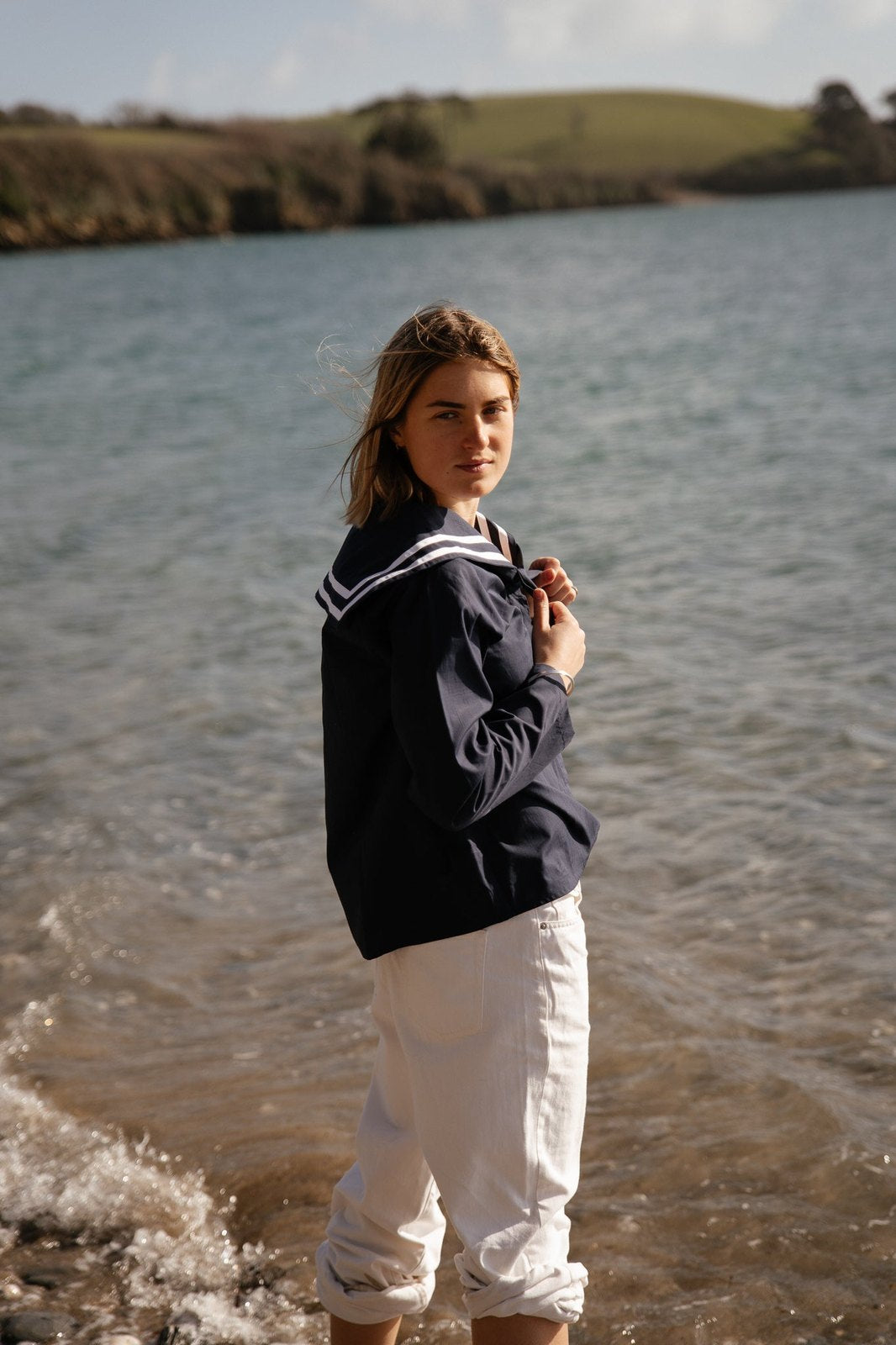 Navy Sailor Collar Blouse