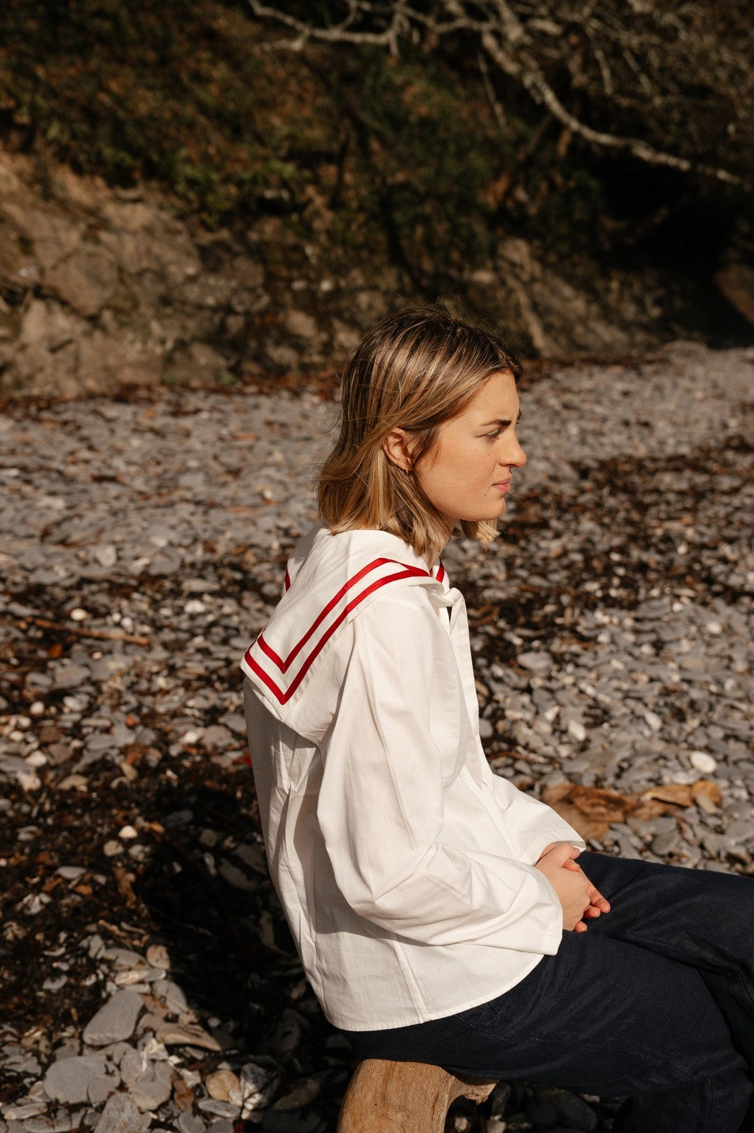 White Sailor Collar Blouse