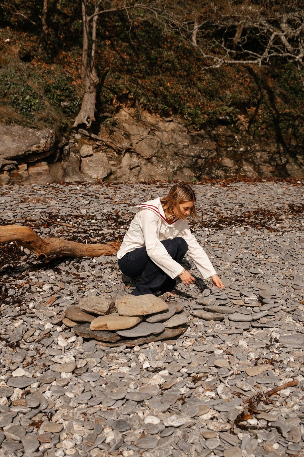 White Sailor Collar Blouse