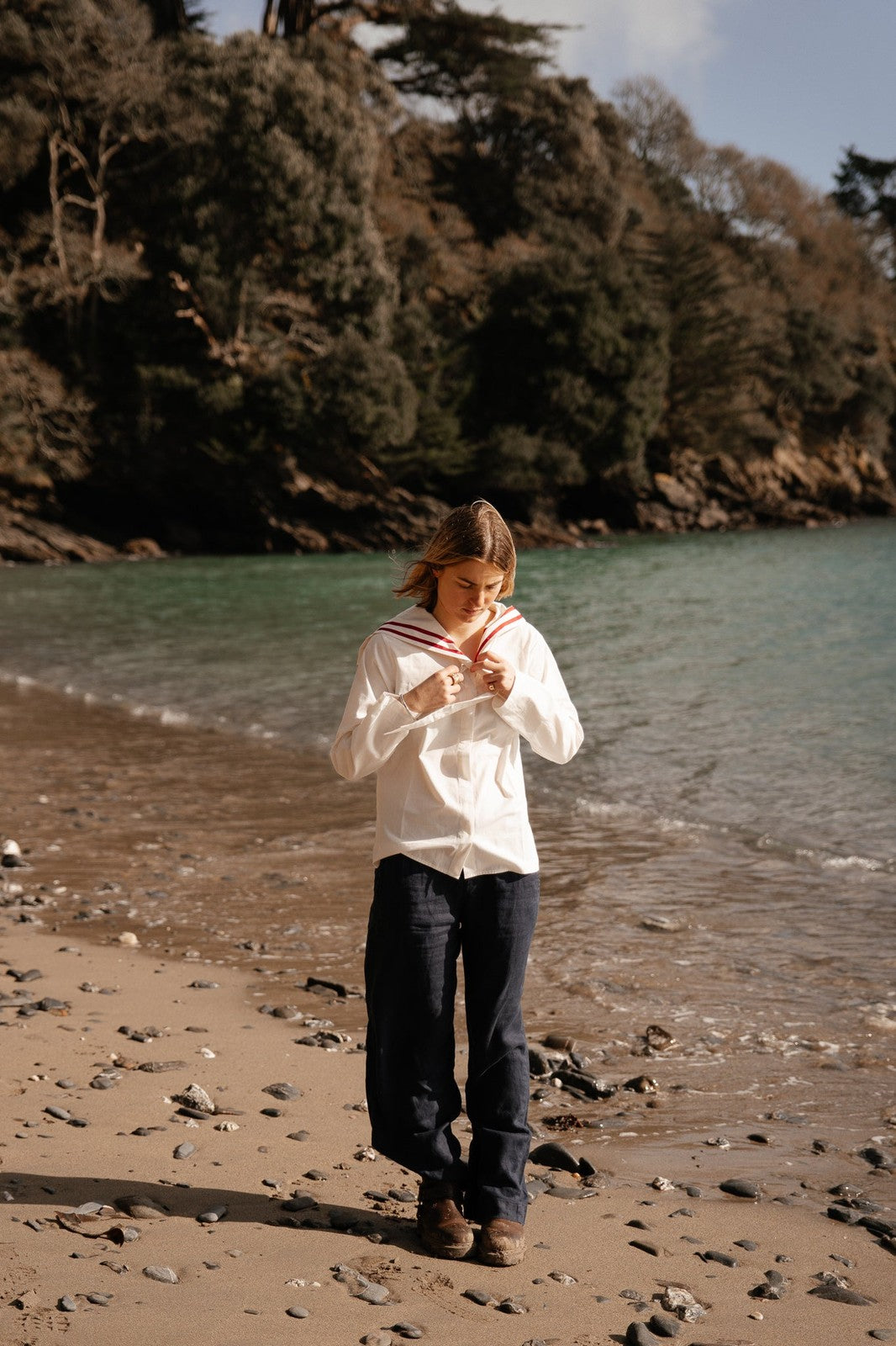 White Sailor Collar Blouse