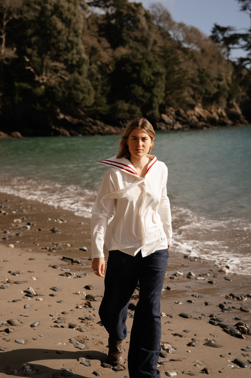 White Sailor Collar Blouse