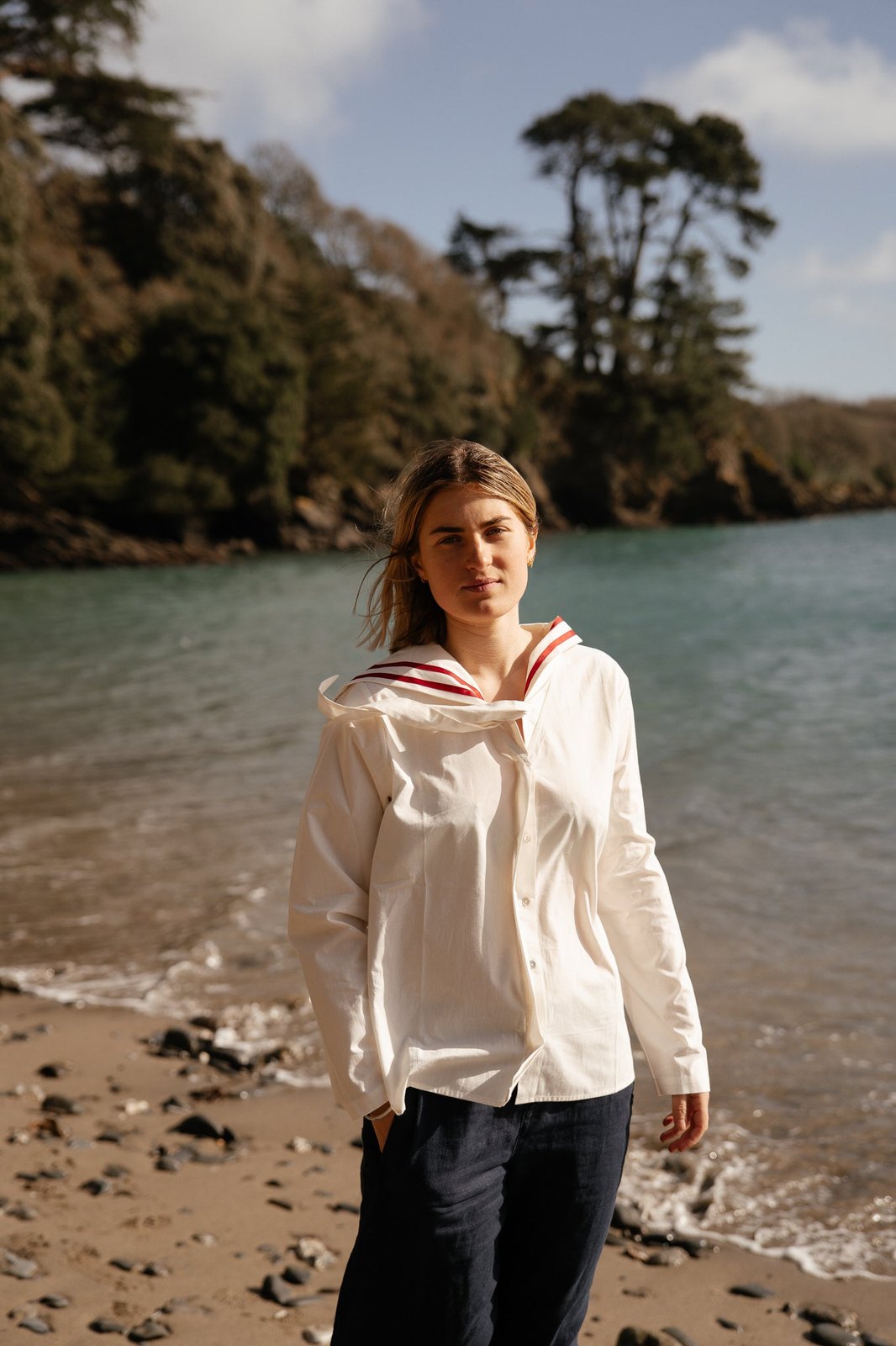 White Sailor Collar Blouse