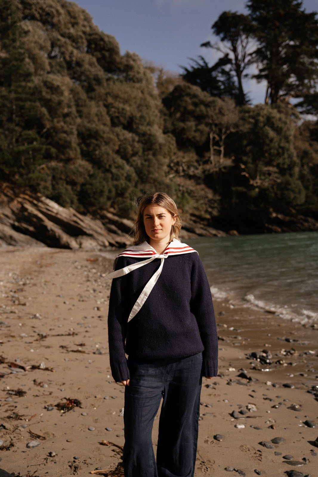 White Sailor Collar Blouse