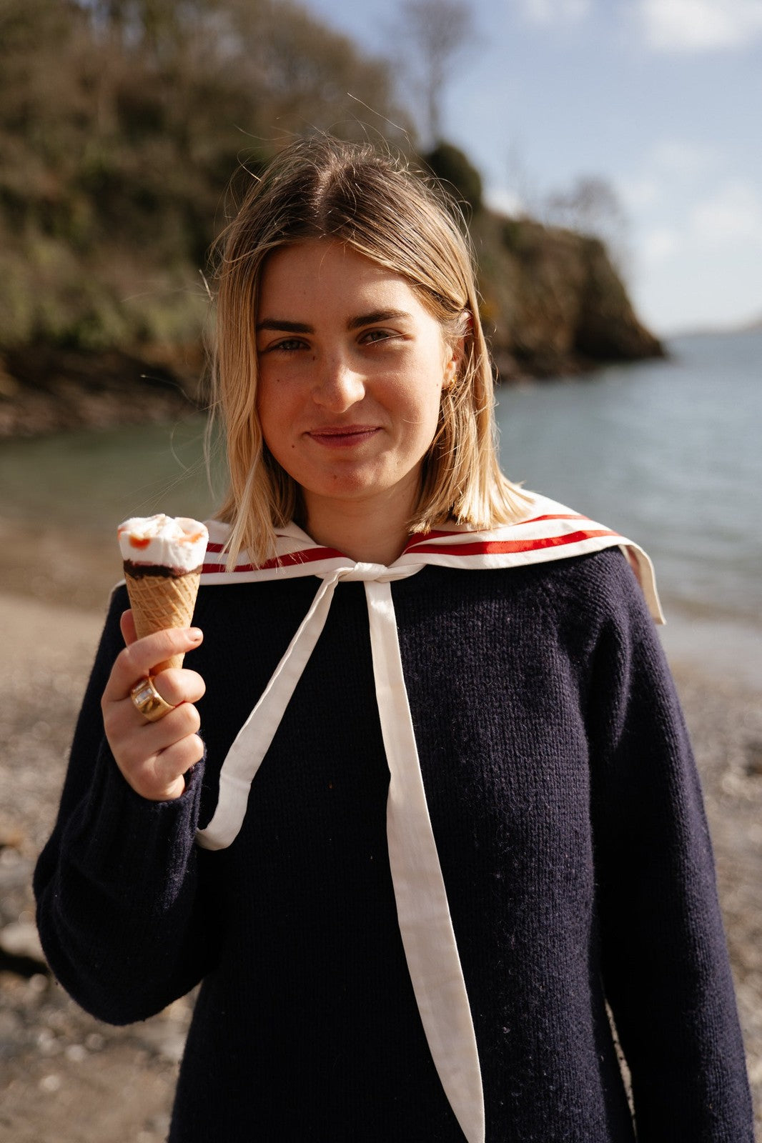 White Sailor Collar Blouse