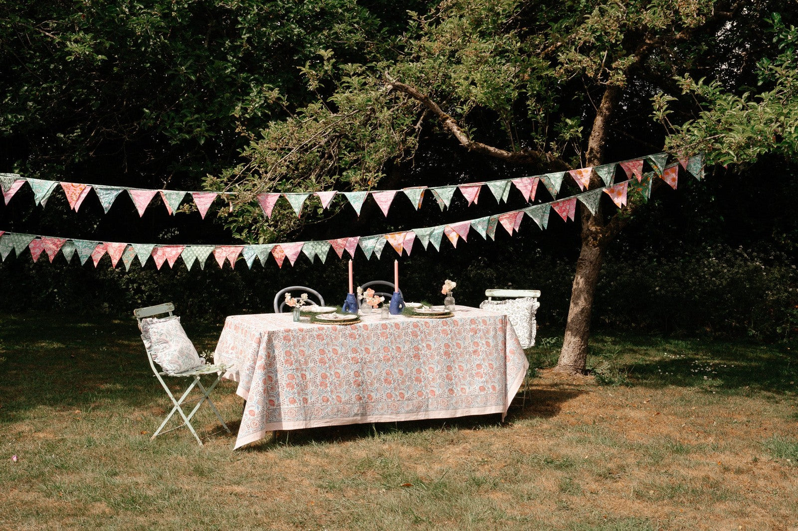 Pink, Red and Blue Floral Tablecloth