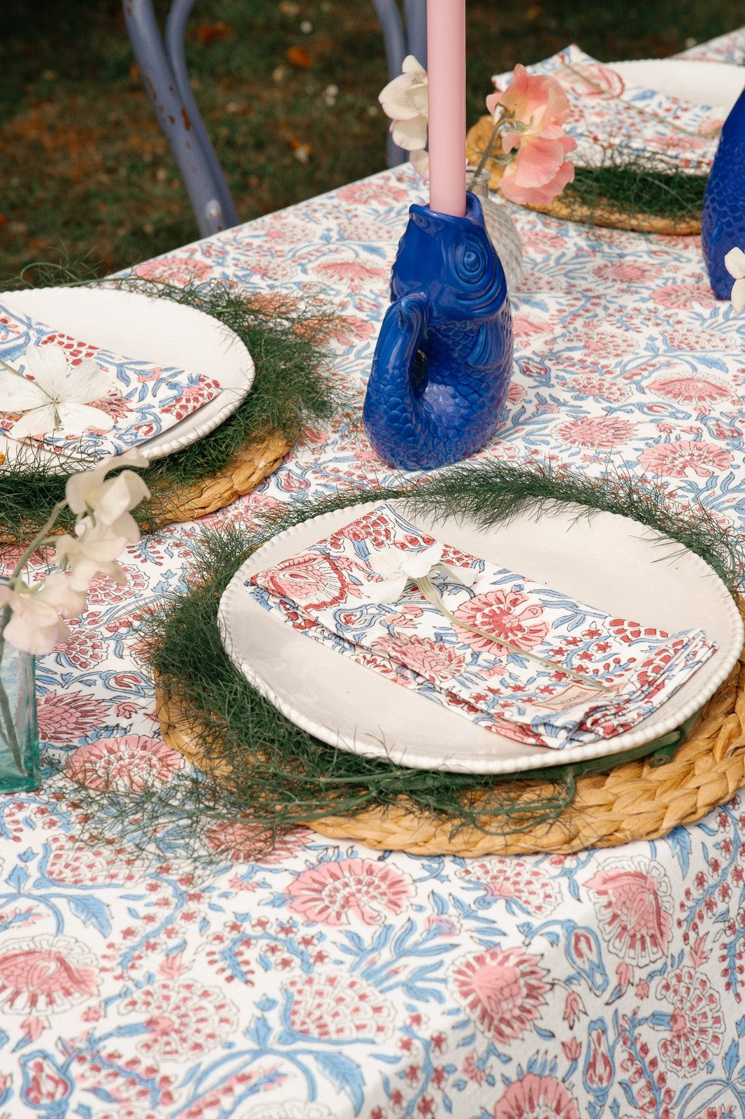 Pink, Red & Blue Floral Napkin x 4