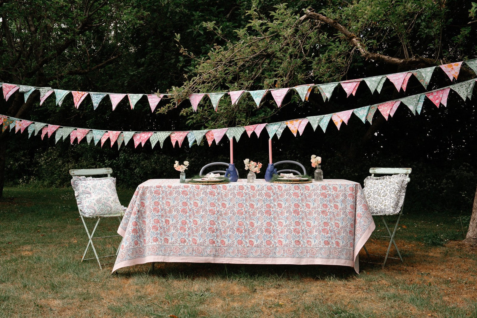 Pink, Red and Blue Floral Tablecloth