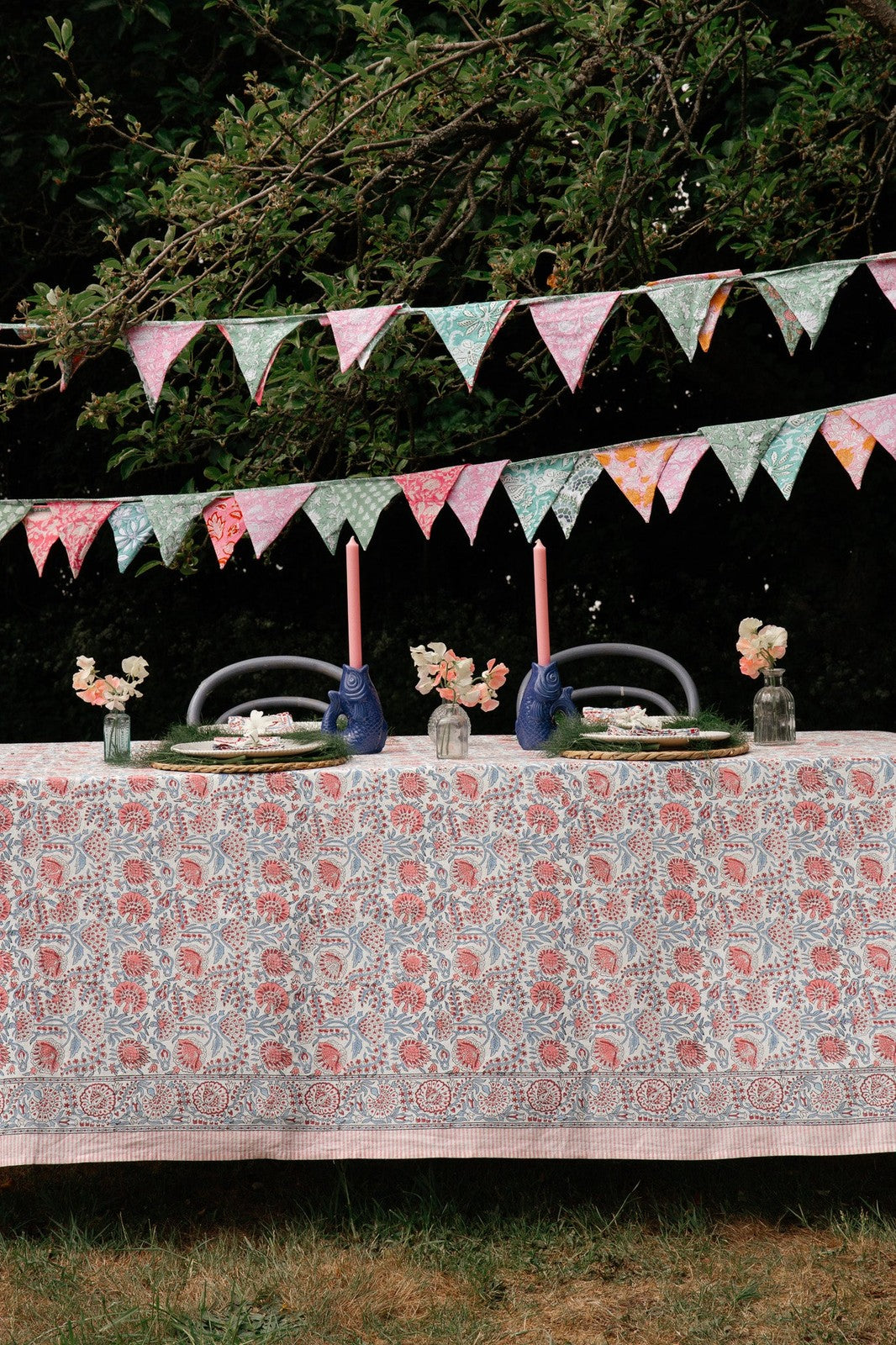 Pink, Red and Blue Floral Tablecloth