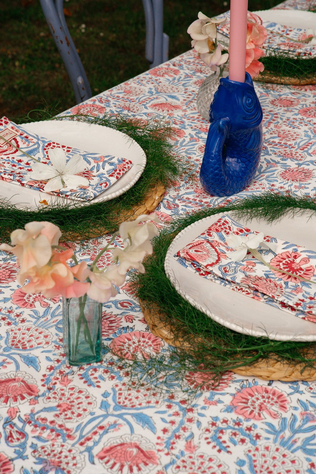 Pink, Red and Blue Floral Tablecloth
