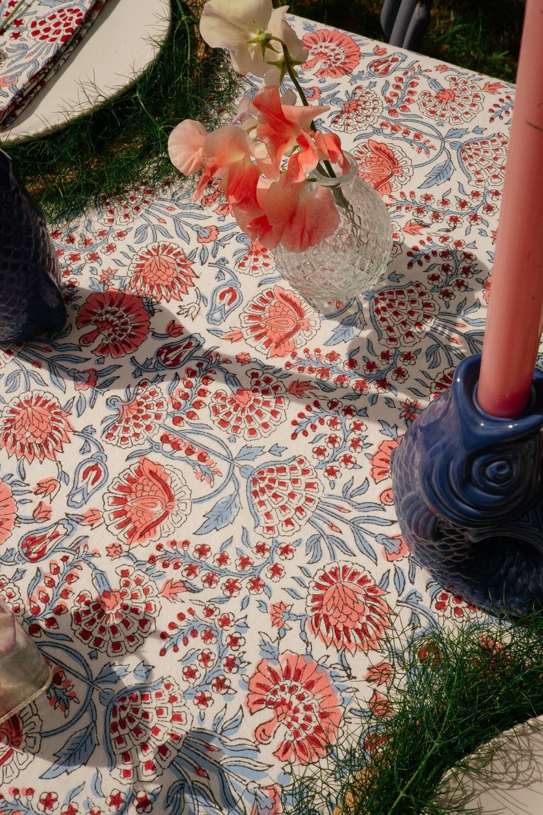 Pink, Red and Blue Floral Tablecloth