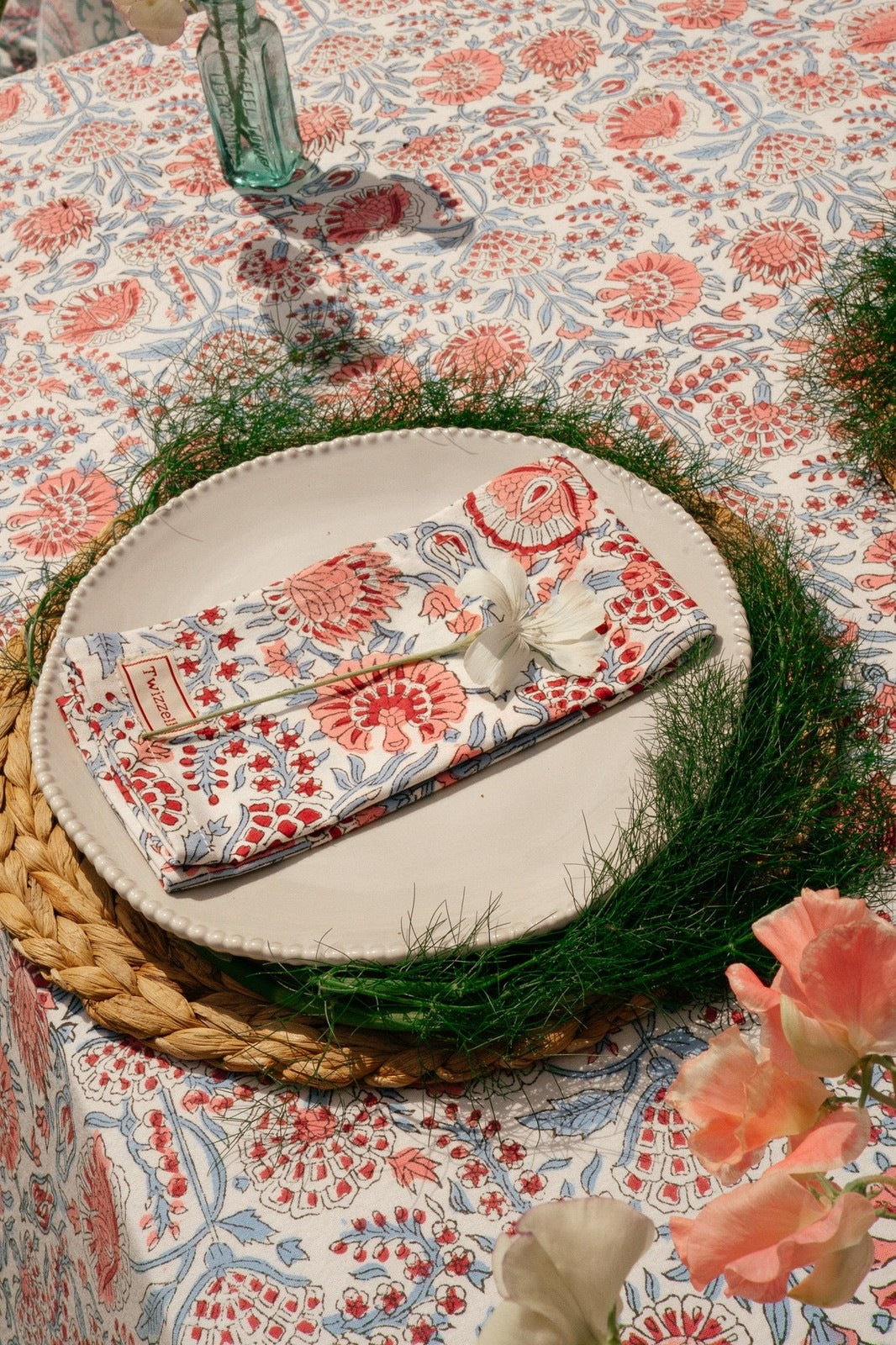 Pink, Red and Blue Floral Tablecloth