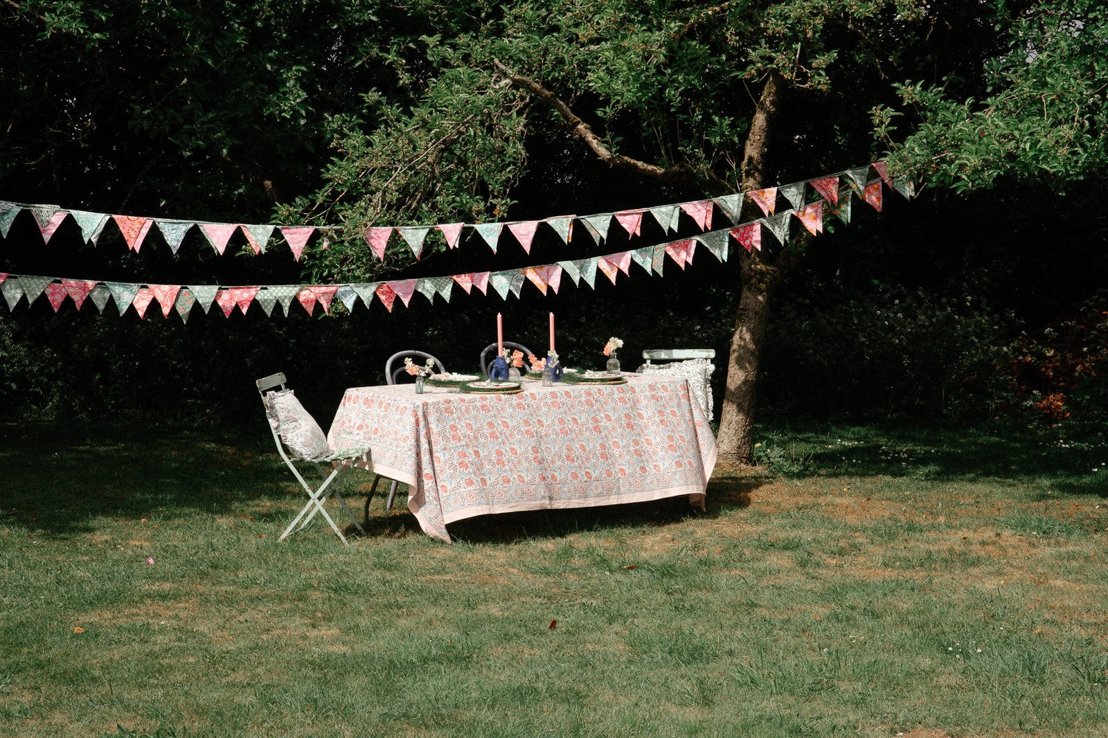 Pink, Red and Blue Floral Tablecloth