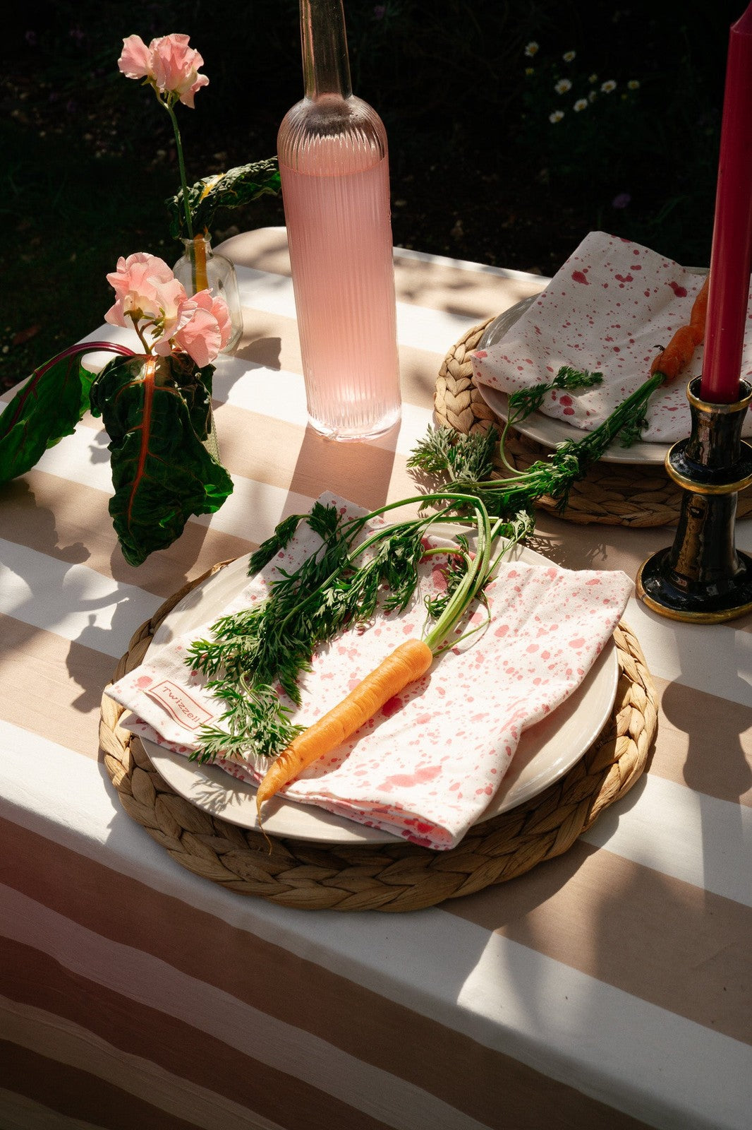 Beige Stripe Tablecloth