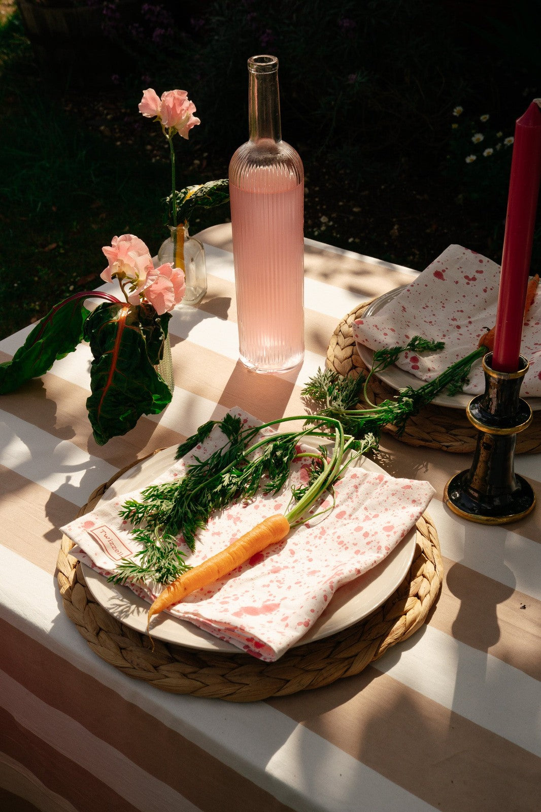 Beige Stripe Tablecloth