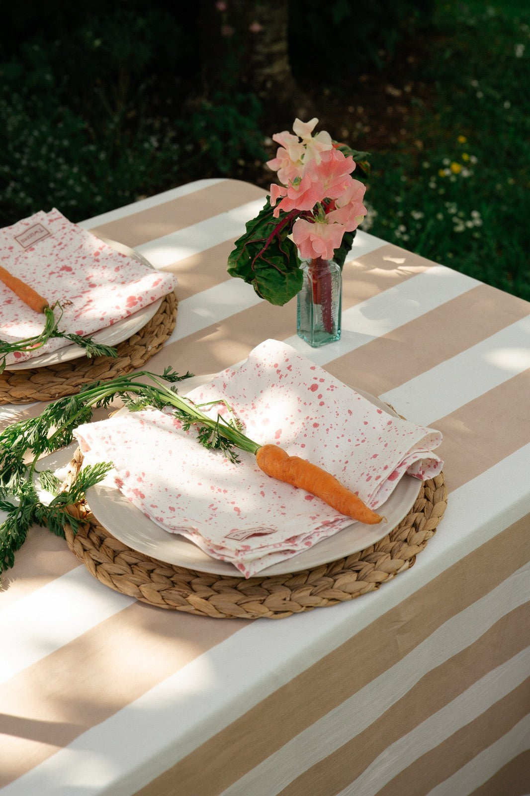 Beige Stripe Tablecloth