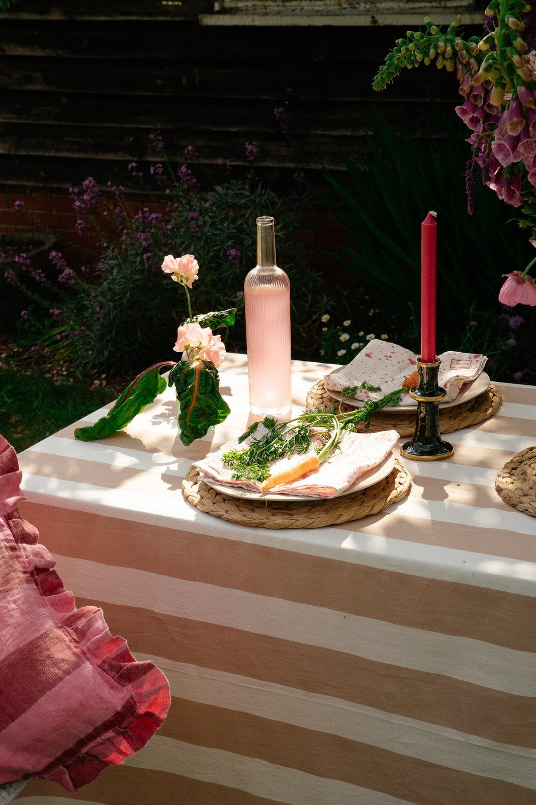 Beige Stripe Tablecloth