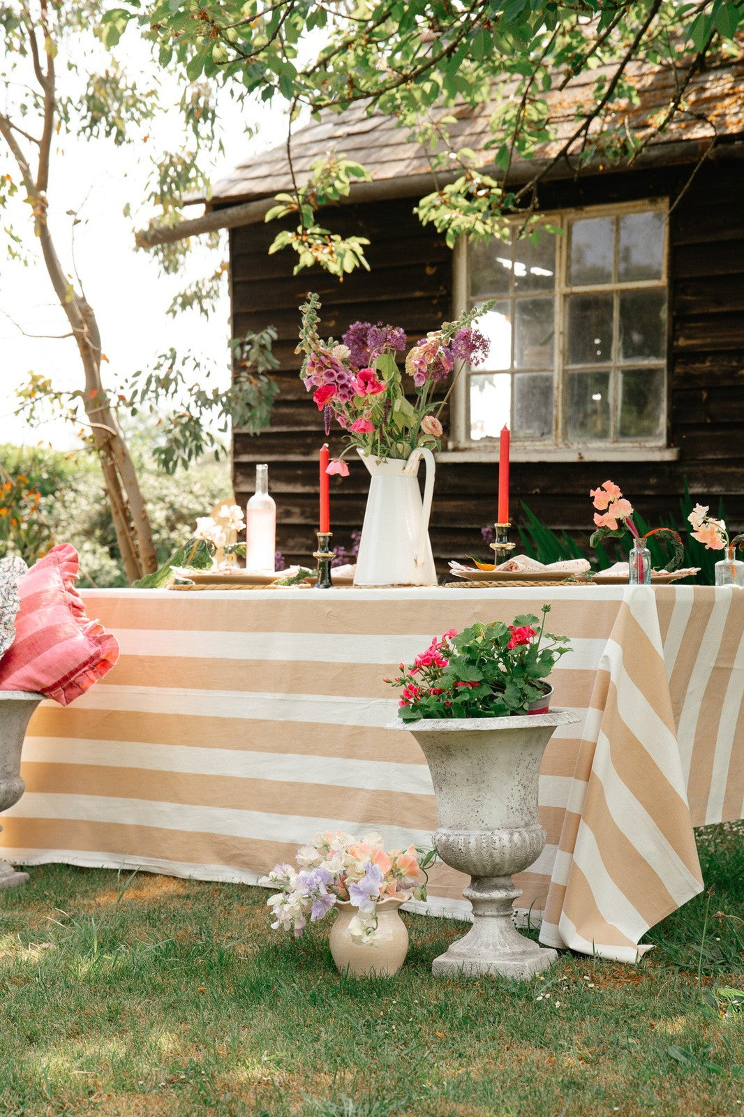 Beige Stripe Tablecloth