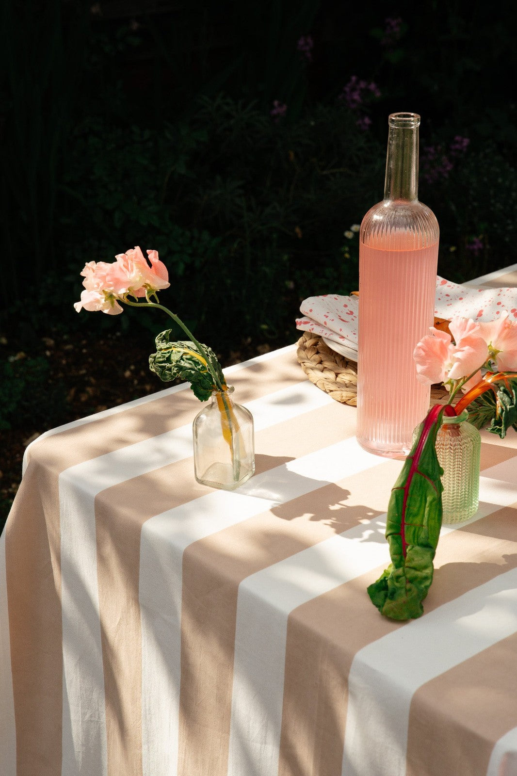 Beige Stripe Tablecloth
