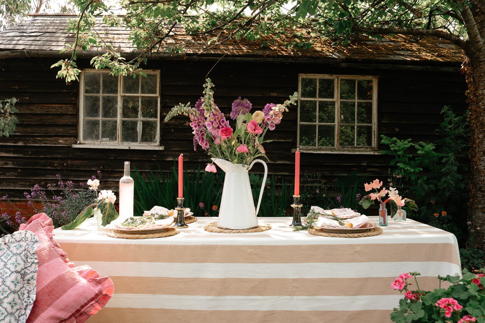 Beige Stripe Tablecloth