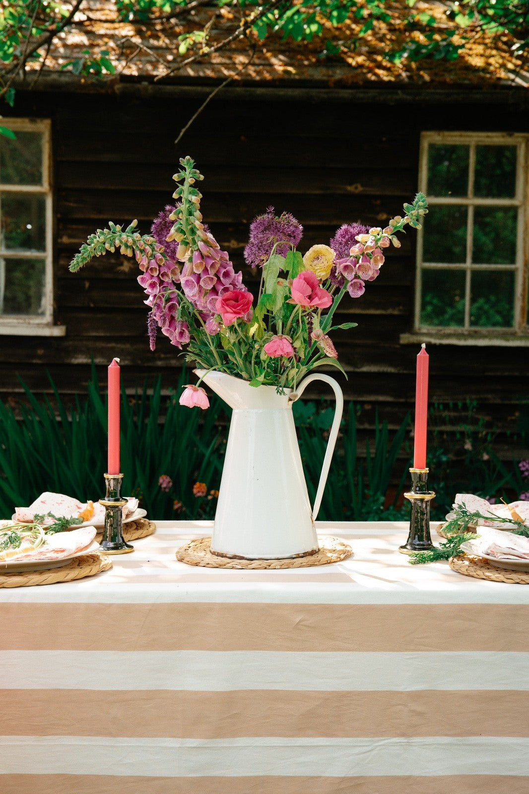 Beige Stripe Tablecloth