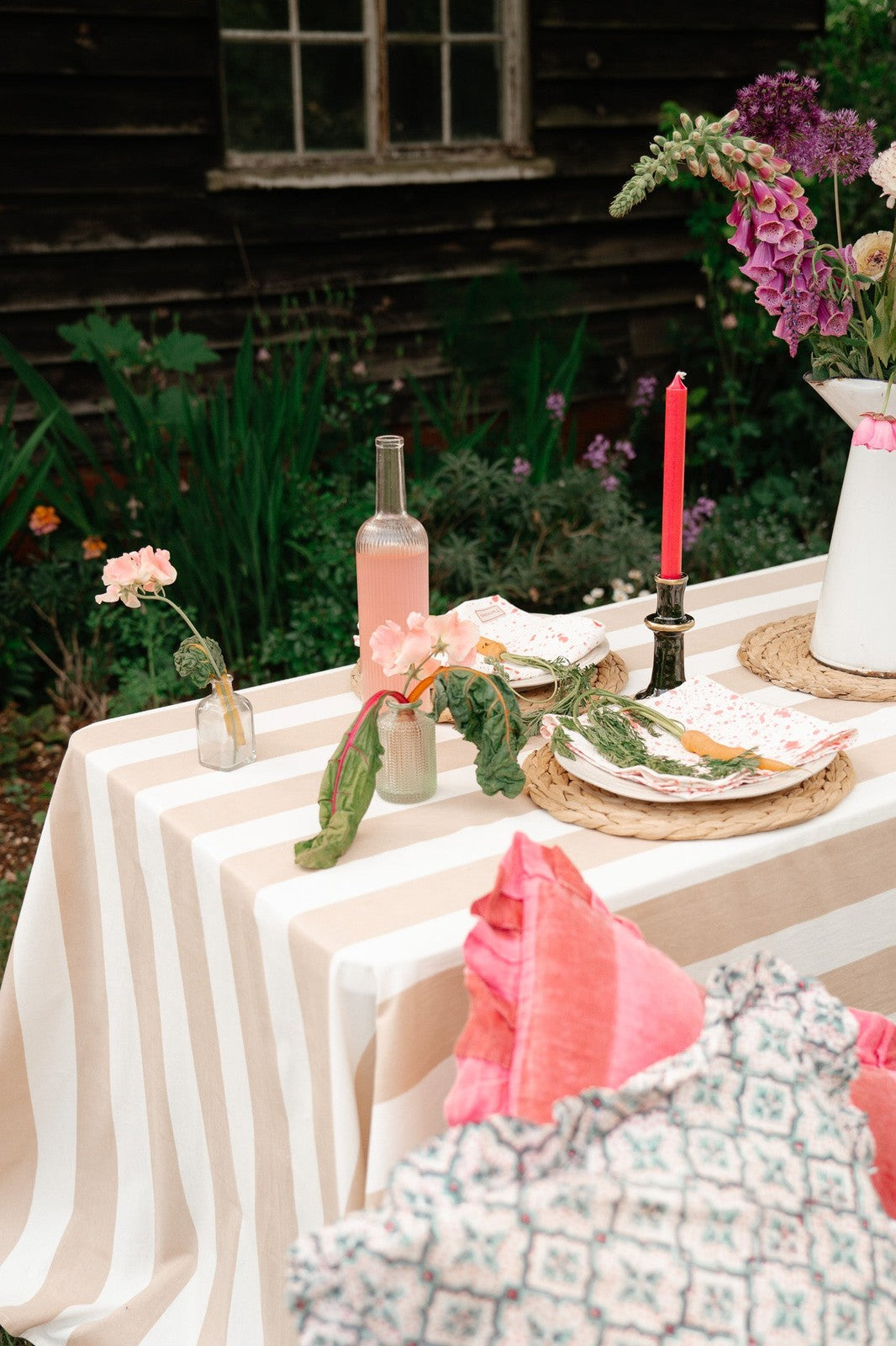 Beige Stripe Tablecloth