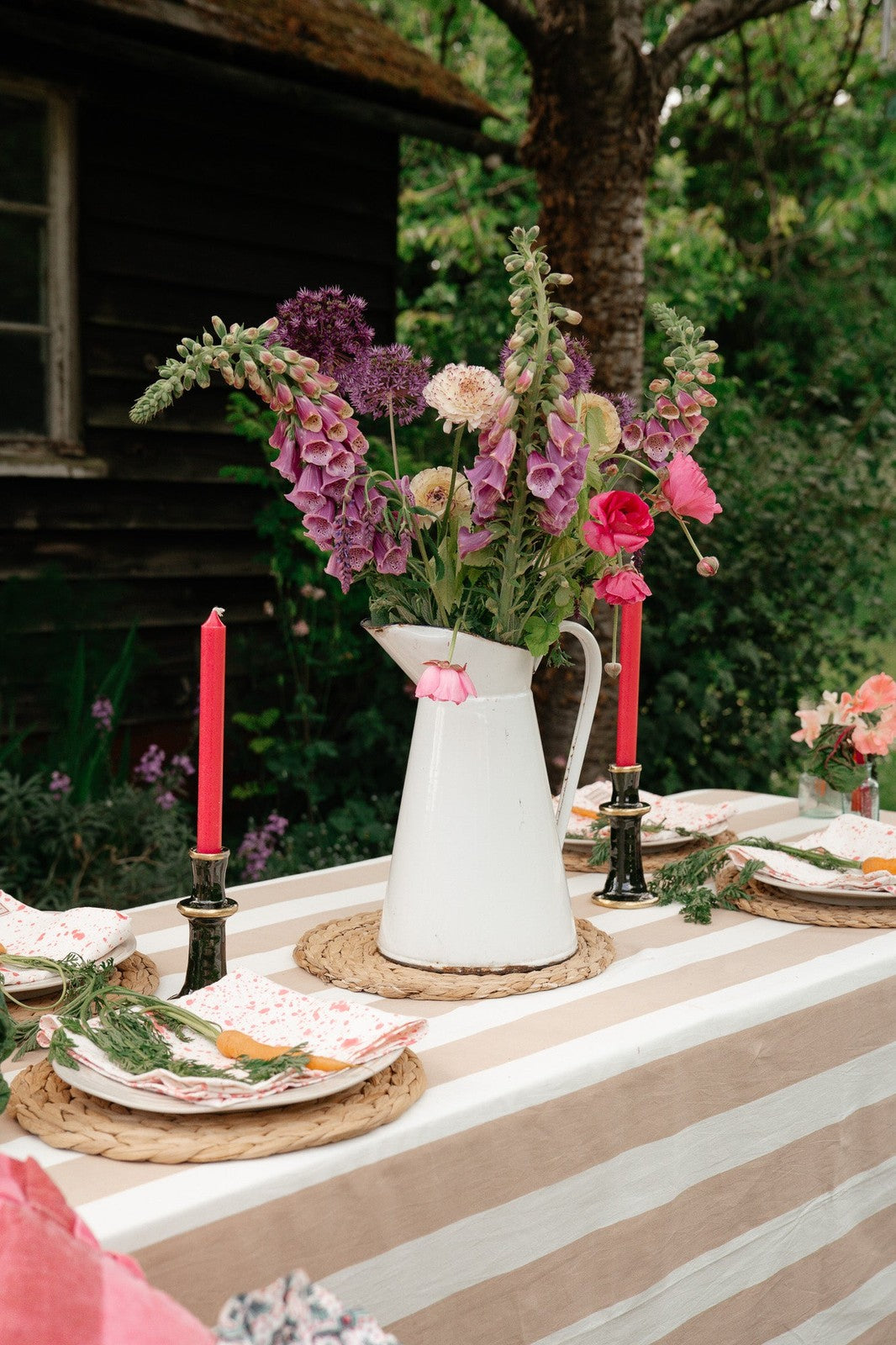 Beige Stripe Tablecloth