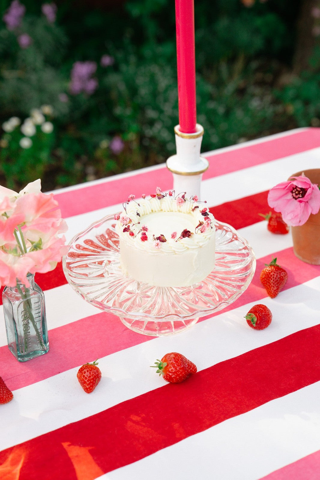 Red, Pink and White Stripe Tablecloth