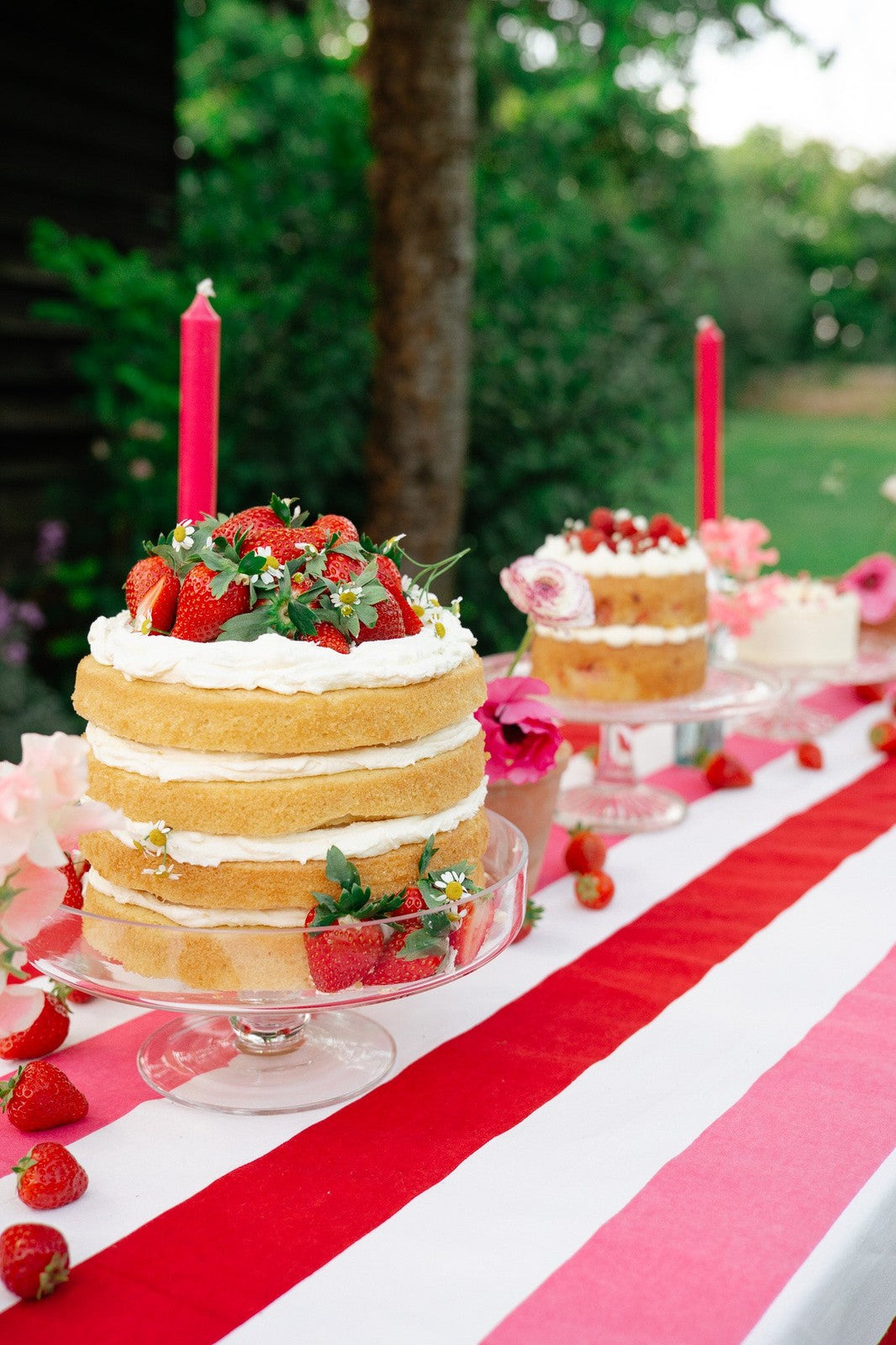 Red, Pink and White Stripe Tablecloth