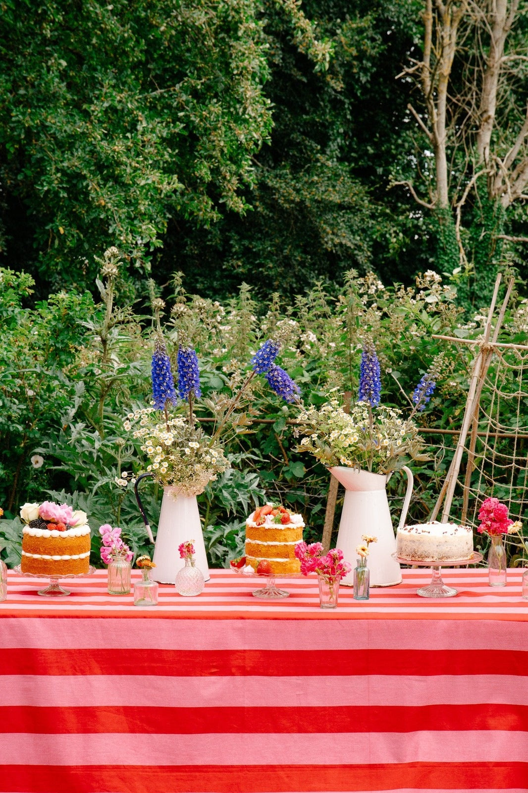 Pink and Red Stripe Tablecloth
