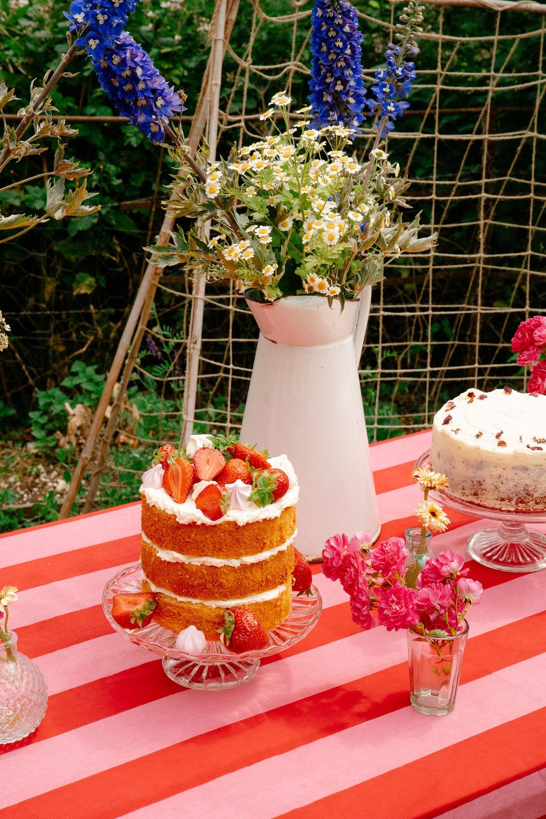Pink and Red Stripe Tablecloth