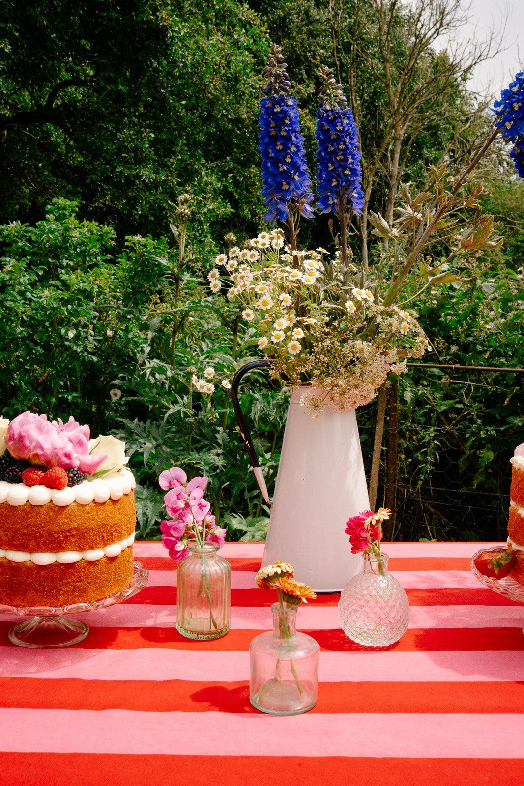 Pink and Red Stripe Tablecloth