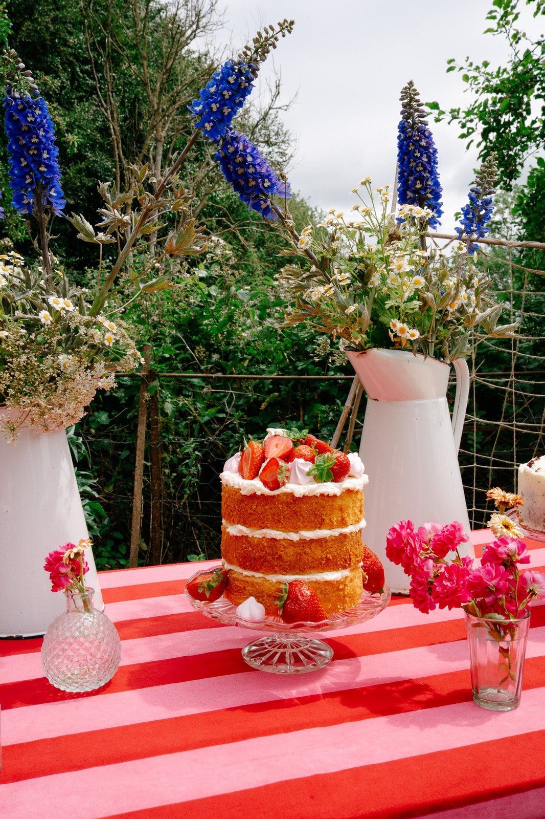 Pink and Red Stripe Tablecloth