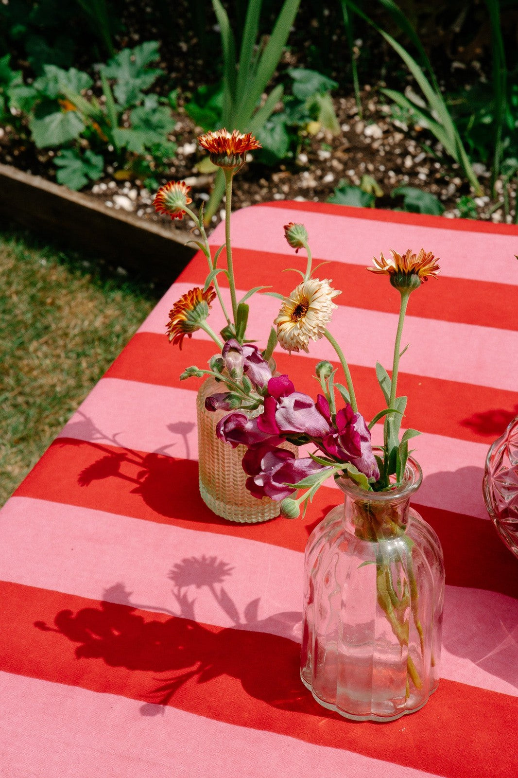 Pink and Red Stripe Tablecloth