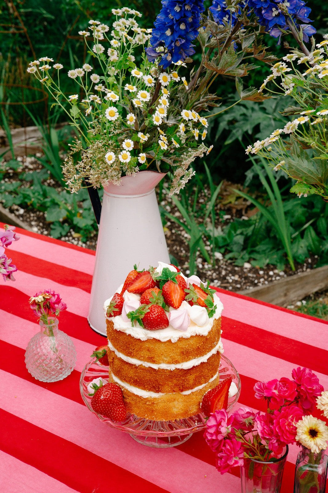 Pink and Red Stripe Tablecloth