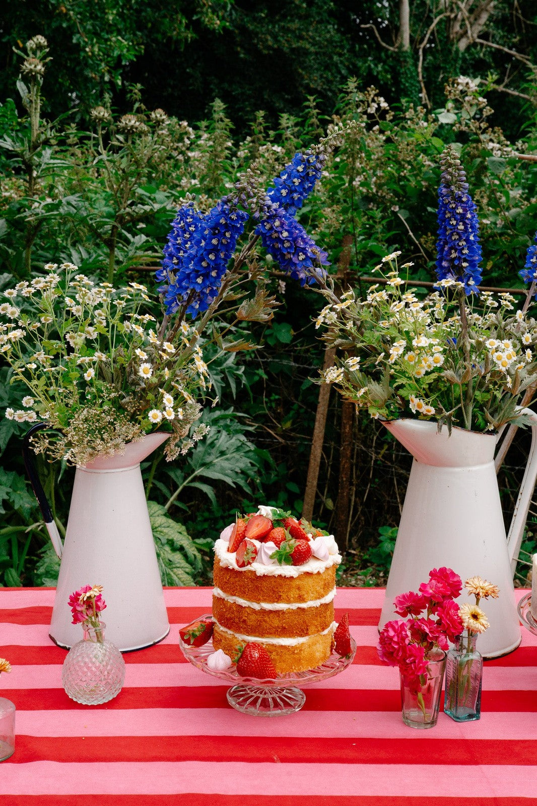 Pink and Red Stripe Tablecloth