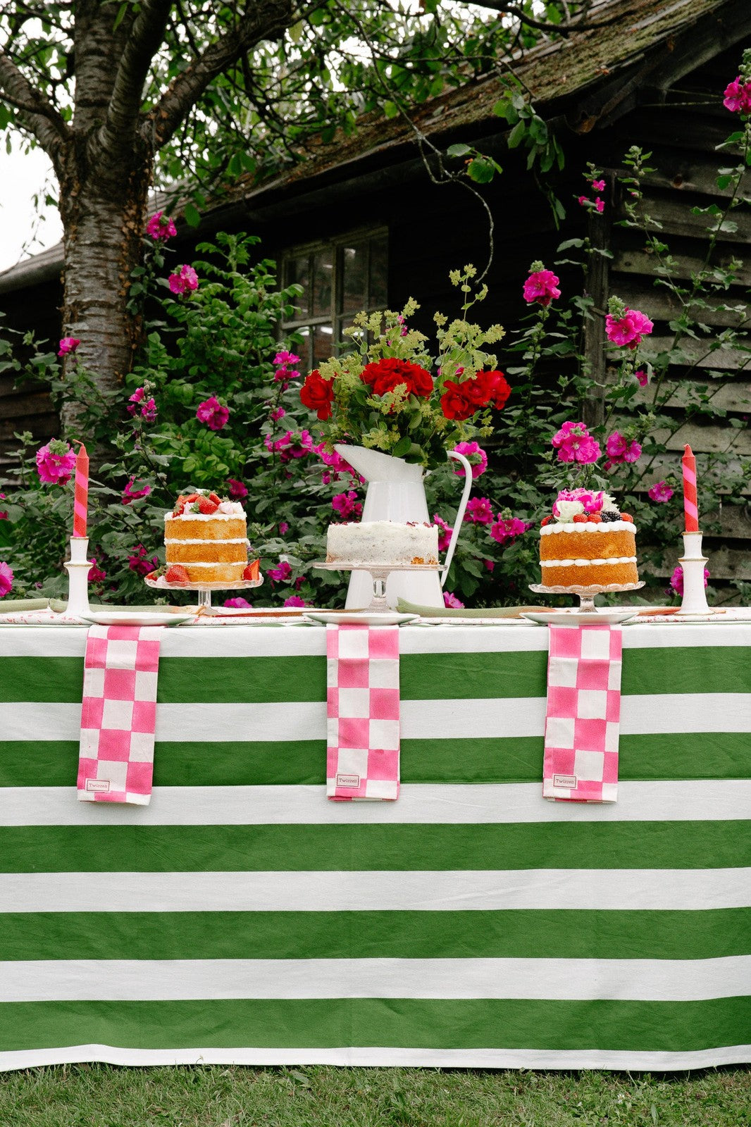 Green Stripe Tablecloth