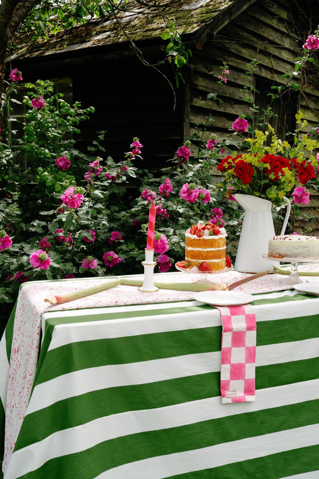 Green Stripe Tablecloth