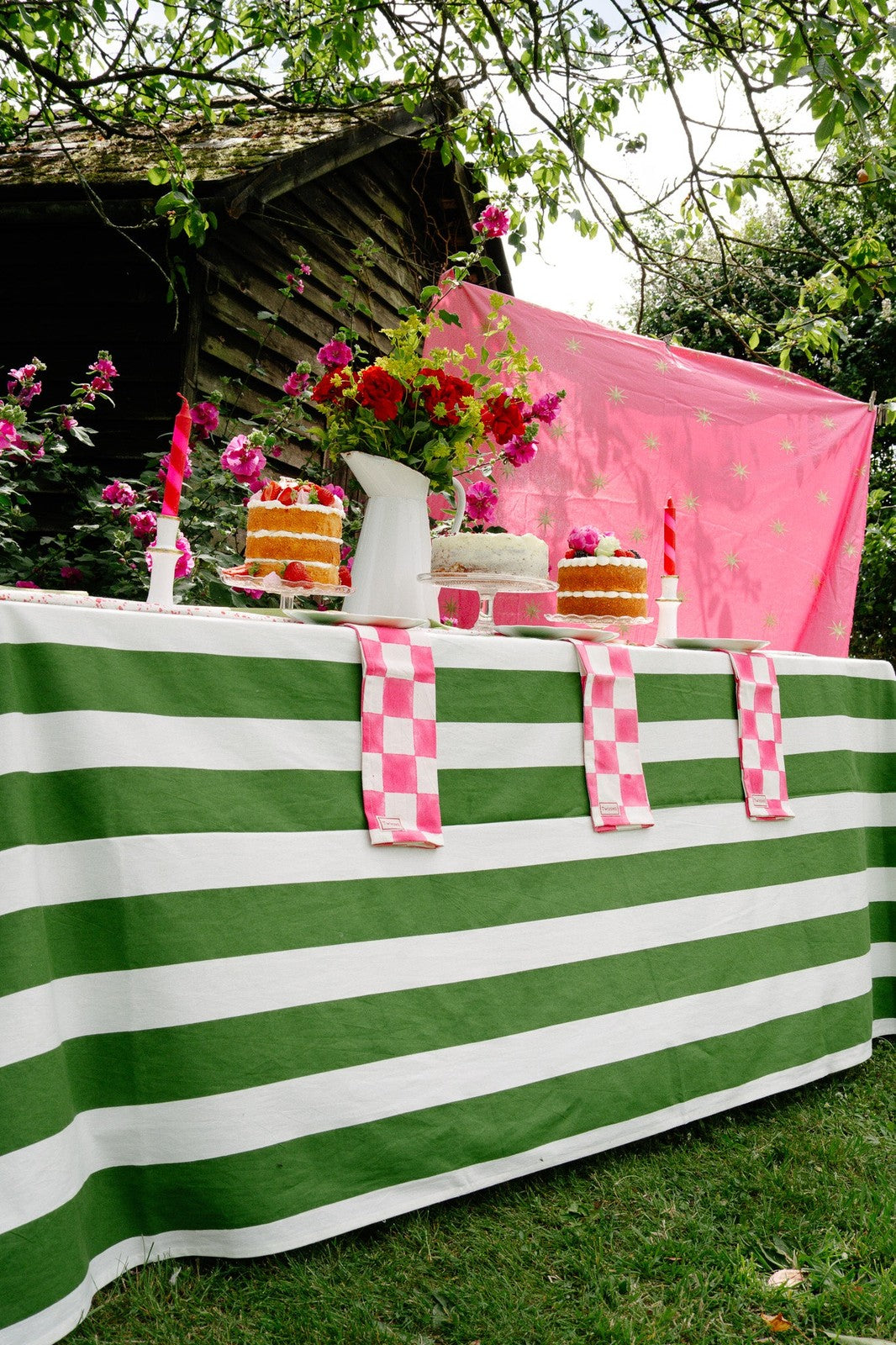 Green Stripe Tablecloth