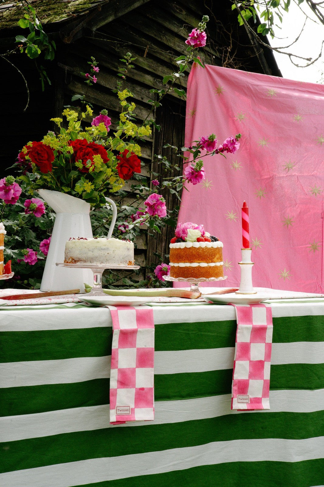 Green Stripe Tablecloth