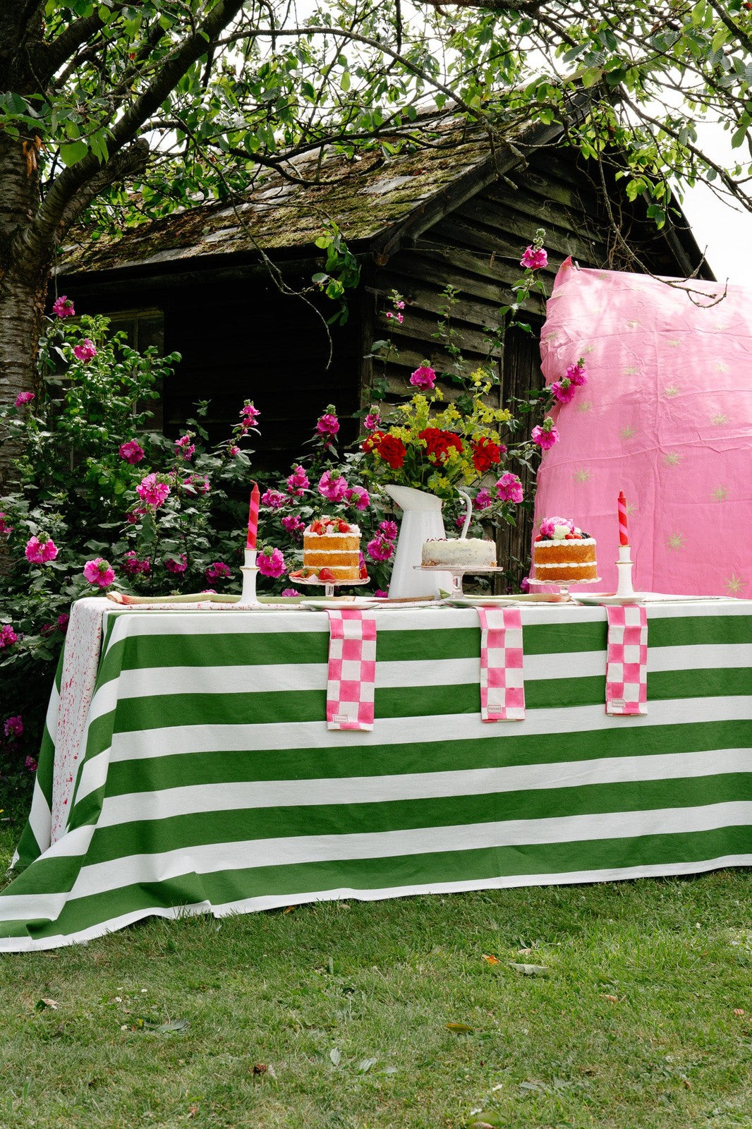 Green Stripe Tablecloth