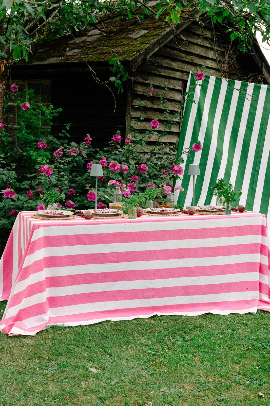 Pink Stripe Tablecloth