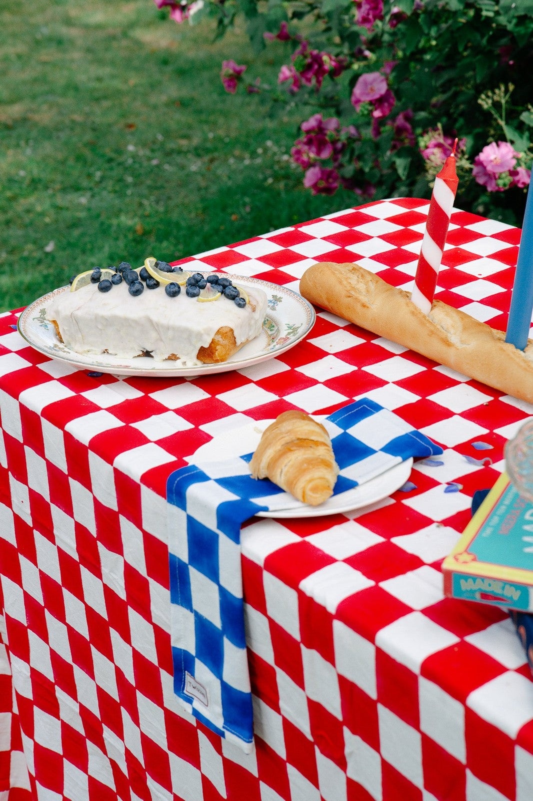 Blue & White Checkerboard Napkin x 4