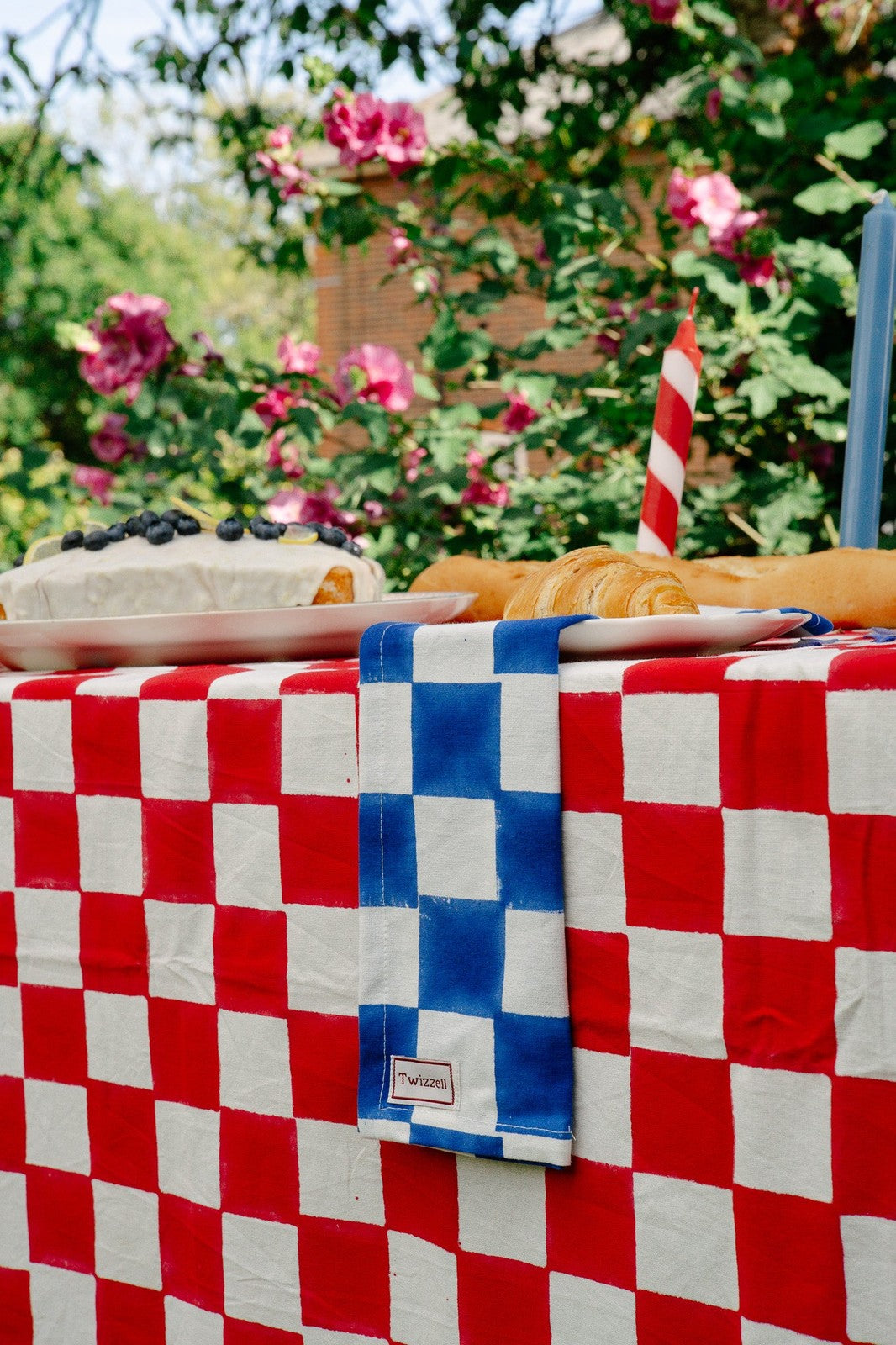 Blue & White Checkerboard Napkin x 4