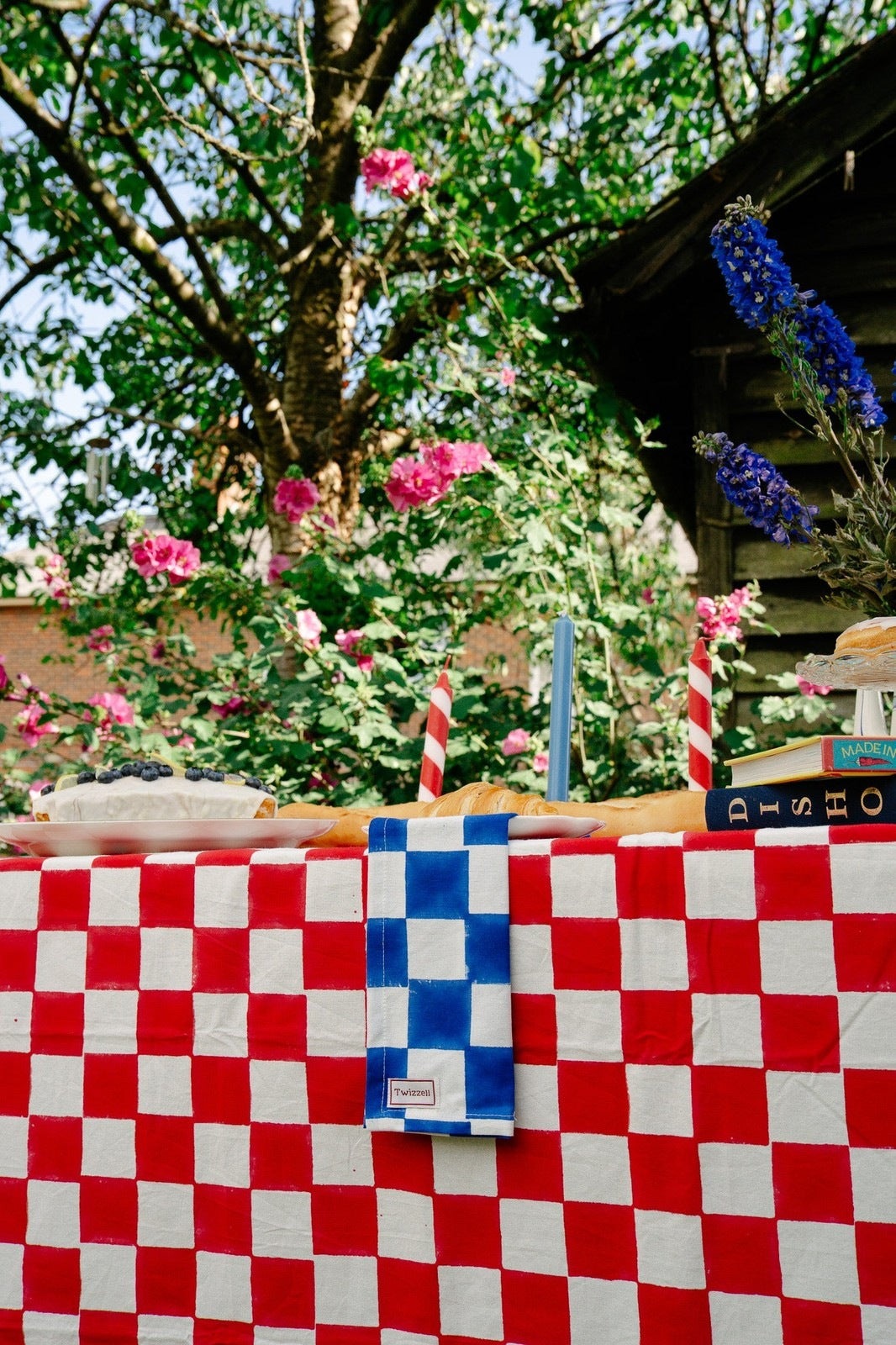 Blue & White Checkerboard Napkin x 4